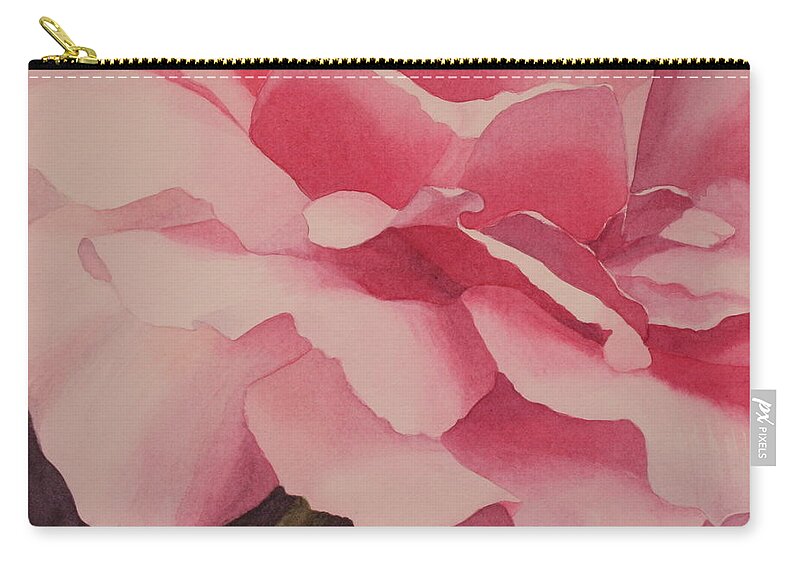Flowers Zip Pouch featuring the painting Heart of a Rose 4 by Jan Lawnikanis