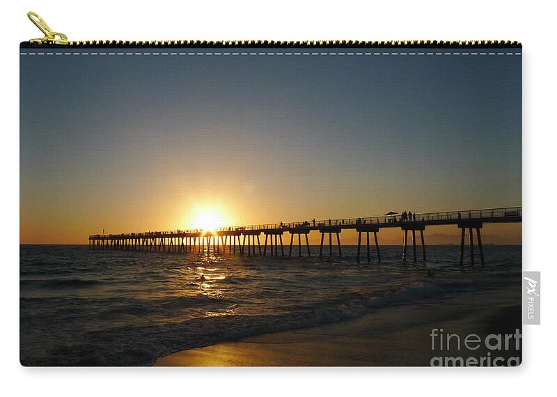 Hermosa Beach Sunset Zip Pouch featuring the photograph Hermosa Beach Sunset by Nina Prommer