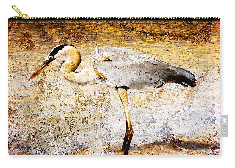 Heron Zip Pouch featuring the photograph Heron by Ellen Heaverlo