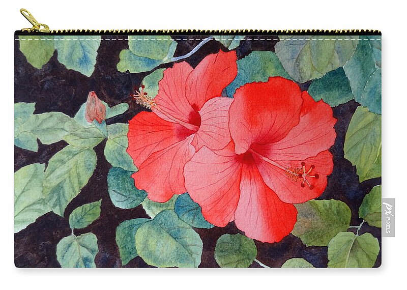 Hibiscus Carry-all Pouch featuring the painting Hibiscus by Laurel Best