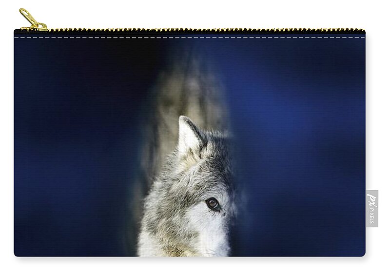 Animals Zip Pouch featuring the photograph Hidden Image Of Wolf by Richard Wear