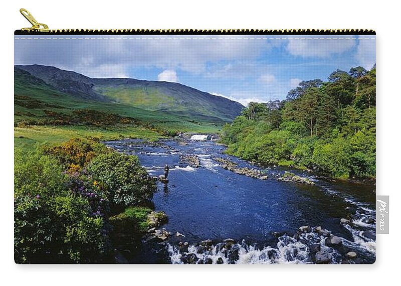 Cloud Zip Pouch featuring the photograph High Angle View Of A Waterfall by The Irish Image Collection 
