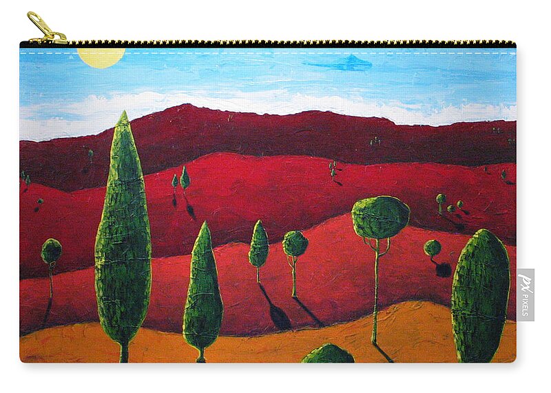 Landscape Zip Pouch featuring the painting Hills of Red III by Rollin Kocsis