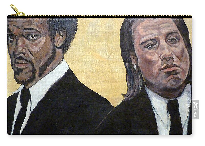 Pulp Fiction Zip Pouch featuring the painting Hit Men by Tom Roderick