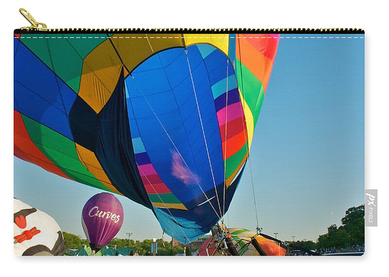 Hot Air Balloons Zip Pouch featuring the photograph Hold on Here we go by Mark Dodd