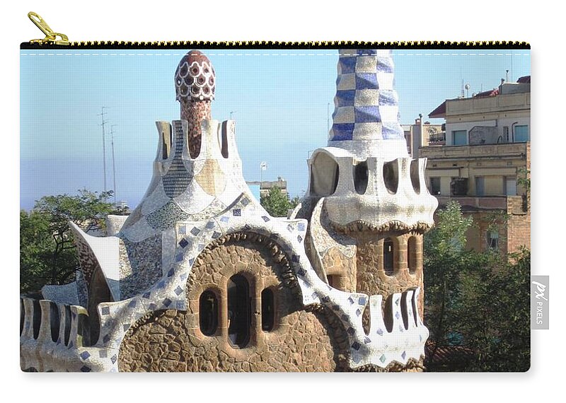 Parc Guell Zip Pouch featuring the photograph Home With A view Park Guell Barcelona Spain by John Shiron