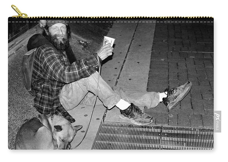 Homeless Zip Pouch featuring the photograph Homeless with Faithful Companion by Kristin Elmquist