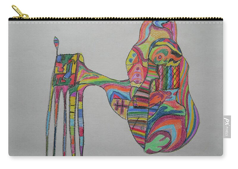 Horse Zip Pouch featuring the drawing Horse by Marwan George Khoury