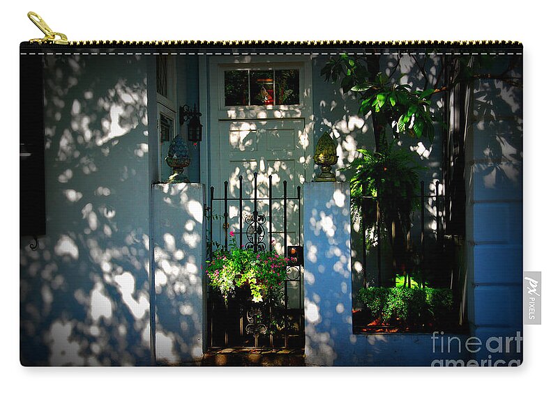 House Door Zip Pouch featuring the photograph House Door 11 in Charleston SC by Susanne Van Hulst