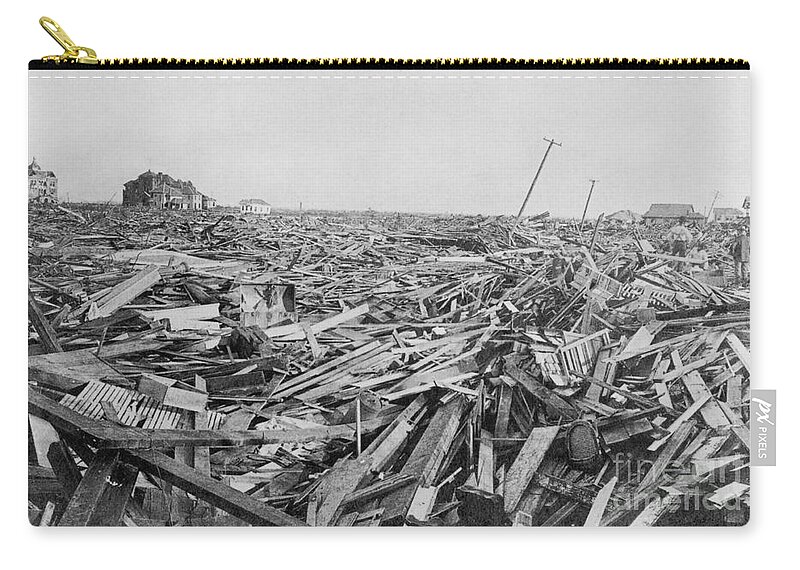 History Zip Pouch featuring the photograph Hurricane Damage, Galveston, 1900 by Science Source