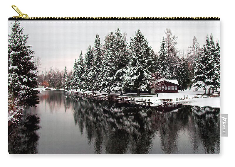 Pine Zip Pouch featuring the photograph I'll Be Home For Christmas by Terry Doyle