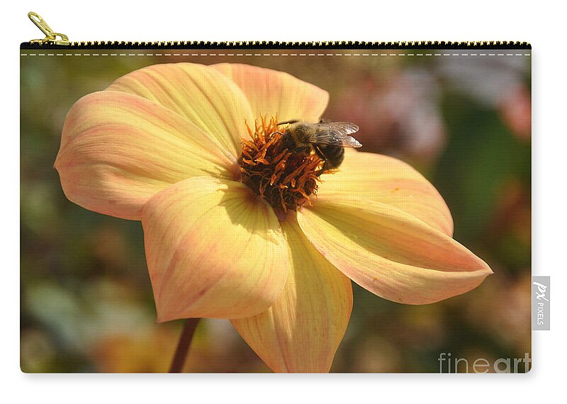 Bee Zip Pouch featuring the photograph Im Just So Busy  Winter Is Coming Soon by Elaine Manley