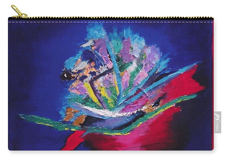 Abstract Zip Pouch featuring the painting Impression of Flowers by Karin Eisermann