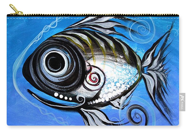 Fish Paintings Zip Pouch featuring the painting Industrial Goddess by J Vincent Scarpace