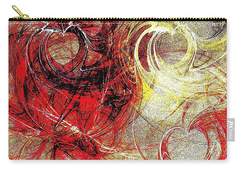 Hearts Zip Pouch featuring the digital art Intertwining Hearts-RG by Maria Urso