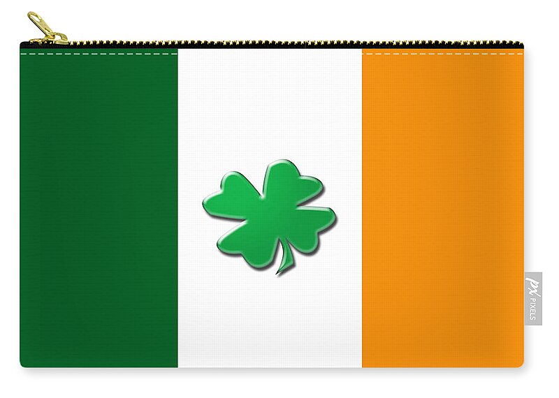 Flags Zip Pouch featuring the digital art Irish shamrock flag by Christopher Rowlands