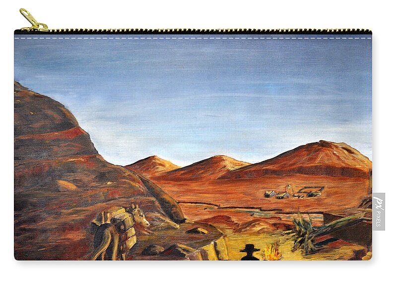 Desert Zip Pouch featuring the painting Jackass Flats by AnnaJo Vahle