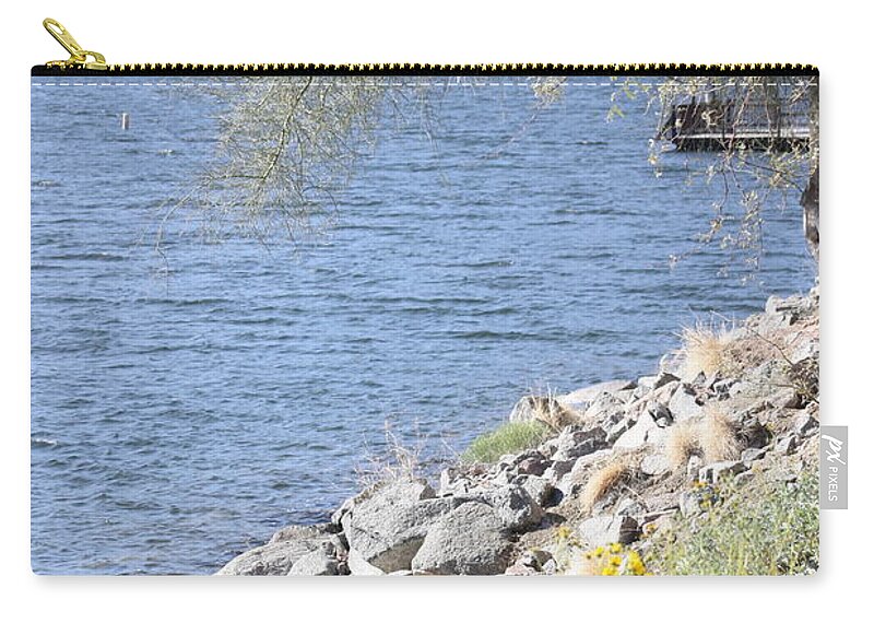 Sagouro Zip Pouch featuring the photograph January shoreline by Kim Galluzzo