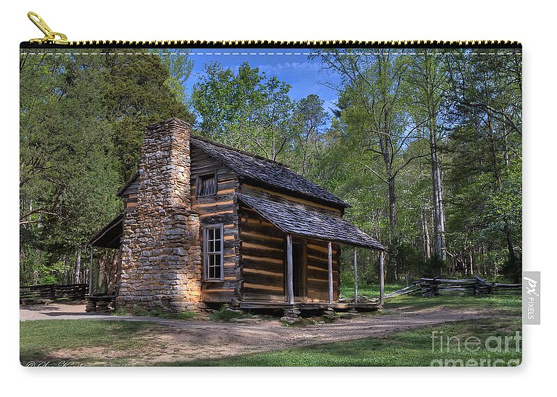 John Oliver Cabin Zip Pouch featuring the photograph John Oliver Cabin by Sue Karski
