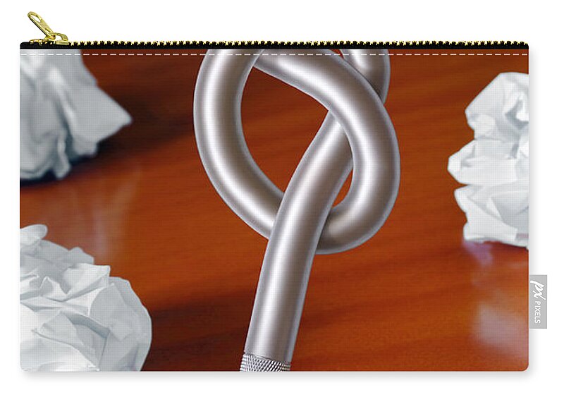 Abstract Zip Pouch featuring the photograph Knot on Pen by Carlos Caetano