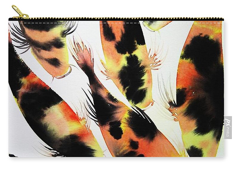 Nature Zip Pouch featuring the painting Koi Action by Frances Ku