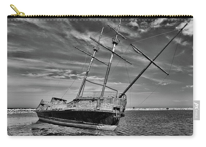 Boats Zip Pouch featuring the photograph La Grande Hermine by Guy Whiteley