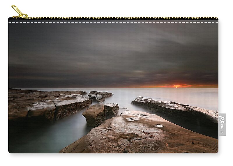 Sun Zip Pouch featuring the photograph La Jolla Reef Sunset by Larry Marshall