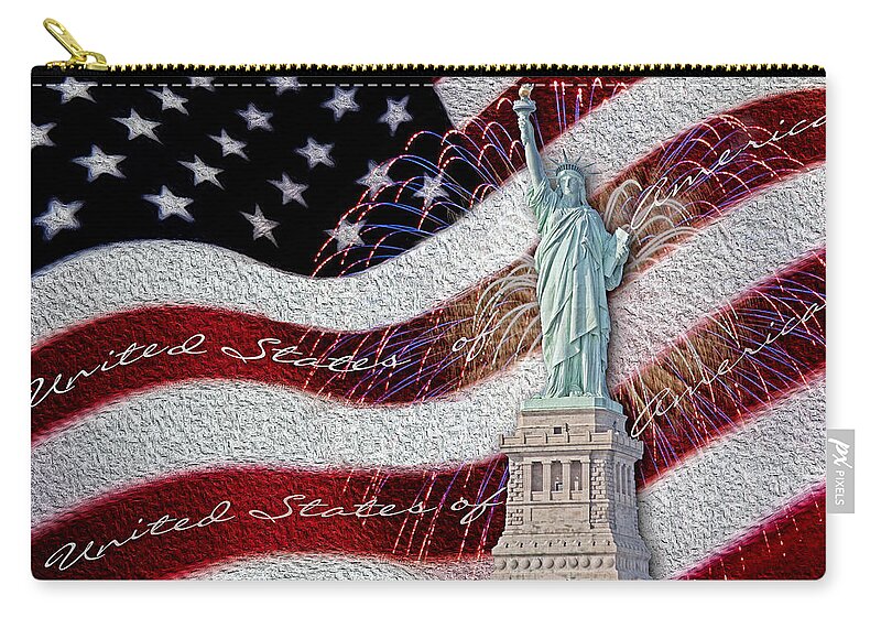 Lady Liberty Zip Pouch featuring the photograph Lady Liberty by Susan Candelario