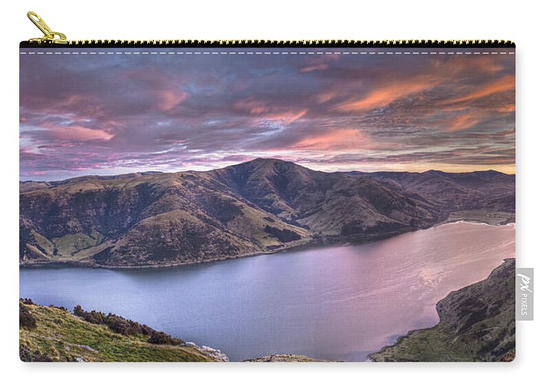 00441964 Carry-all Pouch featuring the photograph Lake Forsyth At Dawn Canterbury New by Colin Monteath
