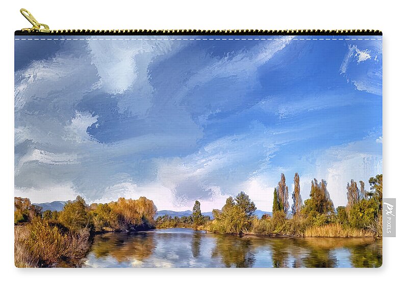 Lake Zip Pouch featuring the painting Lake in Autumn Colors by Dominic Piperata