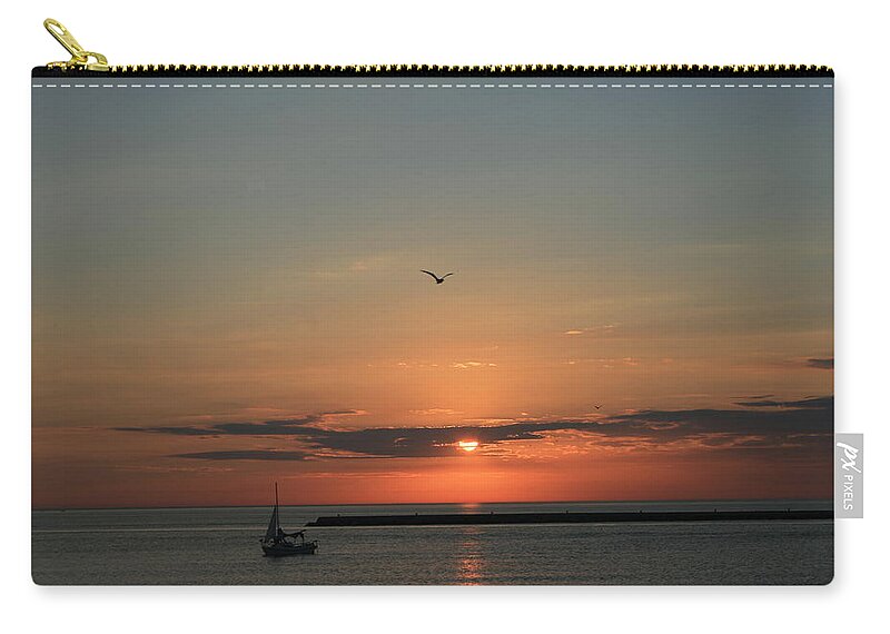Beautiful Zip Pouch featuring the photograph Lake Michigan Sun Rise by Kay Novy