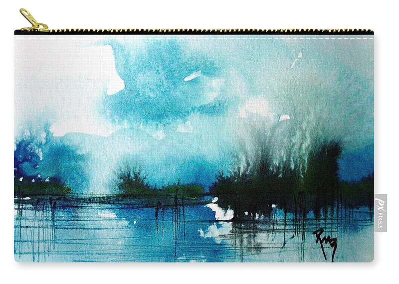 Watercolor Zip Pouch featuring the painting Lake Study7 by Robin Miller-Bookhout