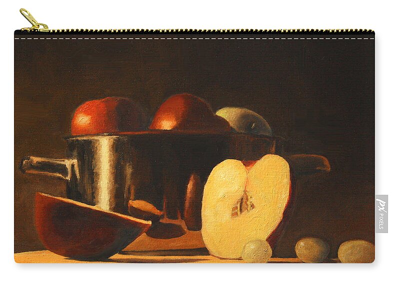 Still Life In Oils Zip Pouch featuring the painting Late Night Snack by Rachel Bochnia