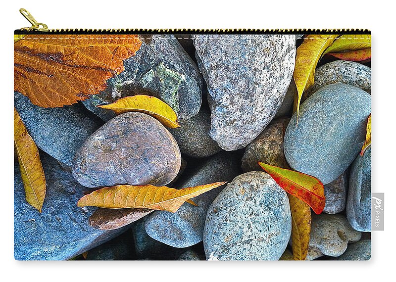 Nature Zip Pouch featuring the photograph Leaves And Rocks by Bill Owen