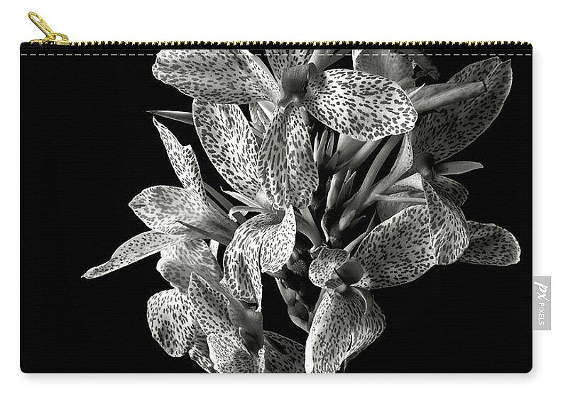 Flower Zip Pouch featuring the photograph Leopard Lily in Black and White by Endre Balogh
