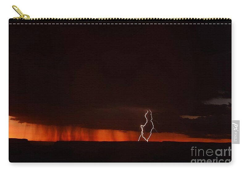 Grand Canyon Zip Pouch featuring the photograph Lightning at the Grand Canyon by Cassie Marie Photography
