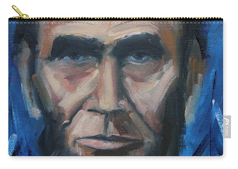 Abraham Lincoln Zip Pouch featuring the painting Lincoln Portrait #8 by Daniel W Green