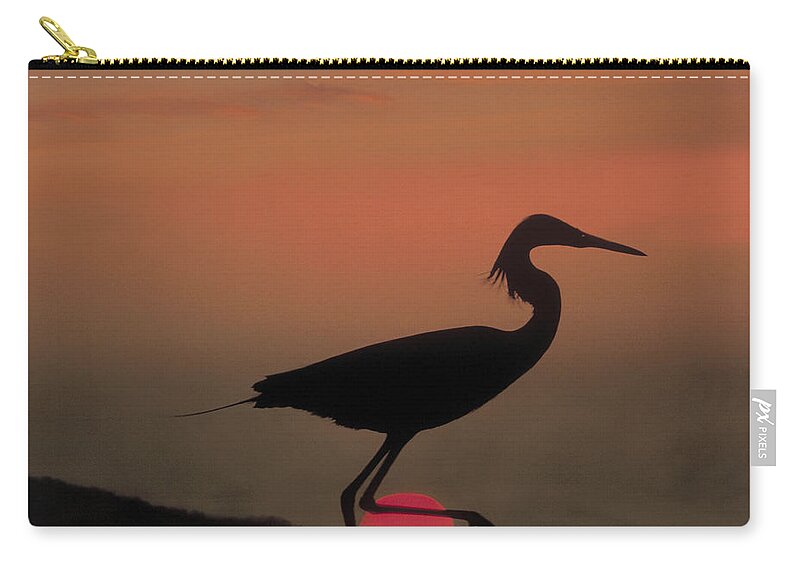 00172317 Zip Pouch featuring the photograph Little Egret Silhouetted At Sunset by Tim Fitzharris