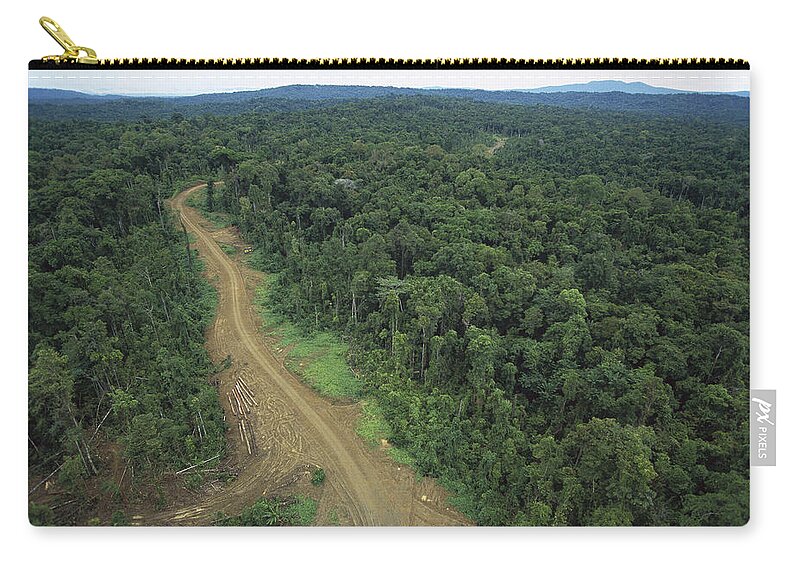 Mp Zip Pouch featuring the photograph Logging Road In Lowland Tropical by Gerry Ellis