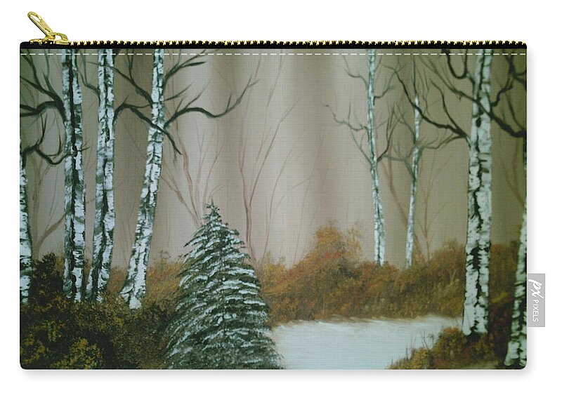Forest Zip Pouch featuring the painting Lone Pine by Jim Saltis