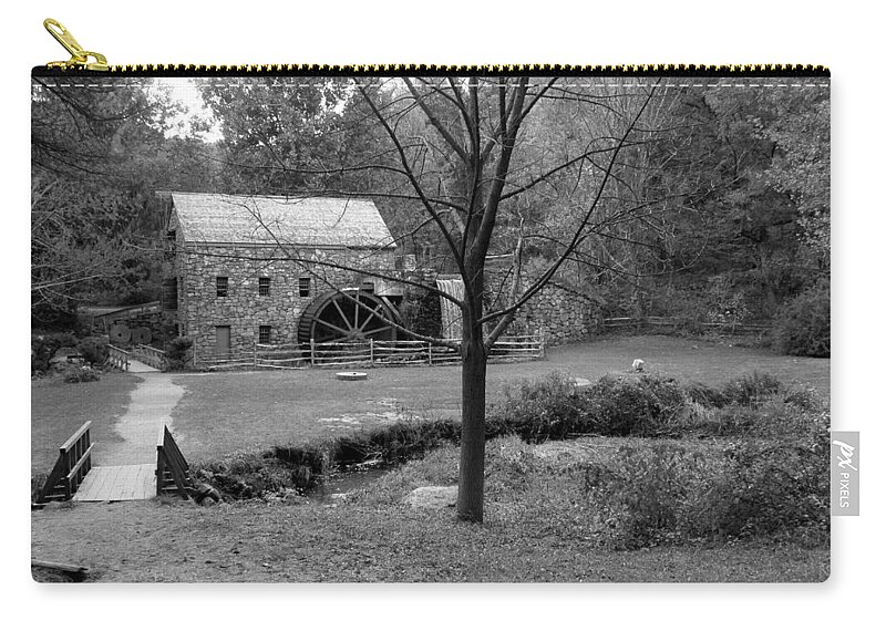 Longfellow Zip Pouch featuring the photograph Longfellow Grist Mill x19 by Kim Galluzzo Wozniak