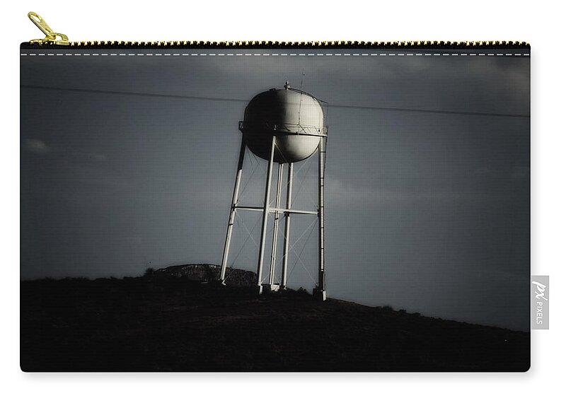 Water Tower Zip Pouch featuring the photograph Lopsided Tower by Jessica S