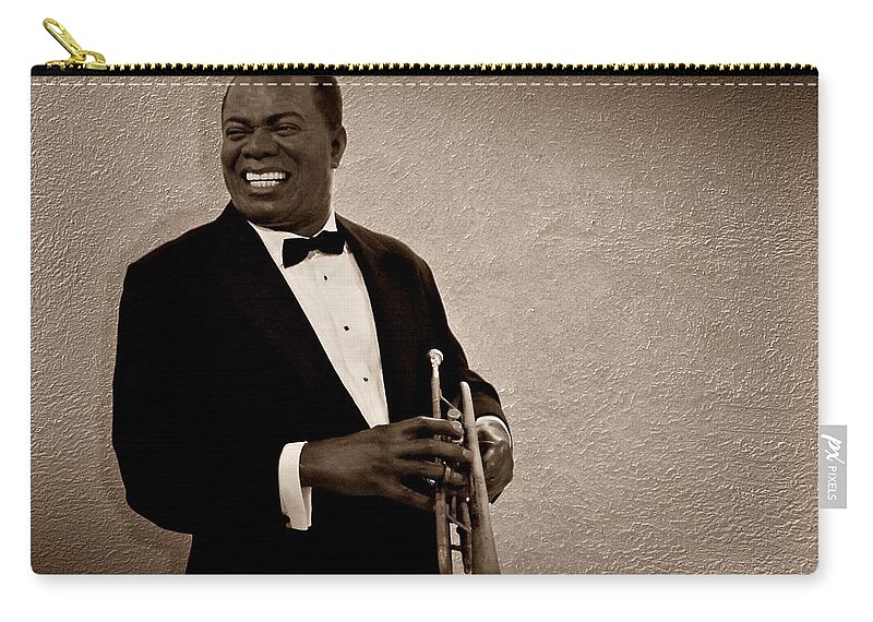 Louis Armstrong Zip Pouch featuring the photograph Louis Armstrong S by David Dehner