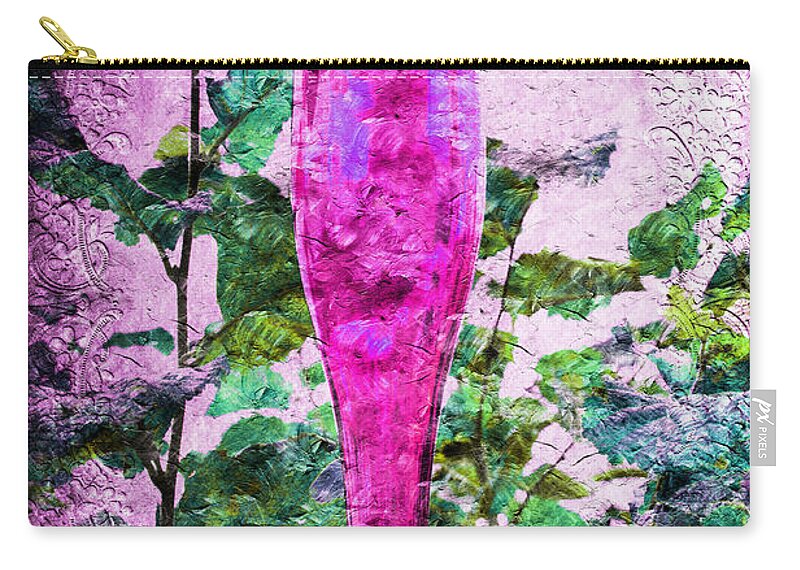 Glass Zip Pouch featuring the photograph Magenta Bottle Triptych 3 of 3 by Andee Design