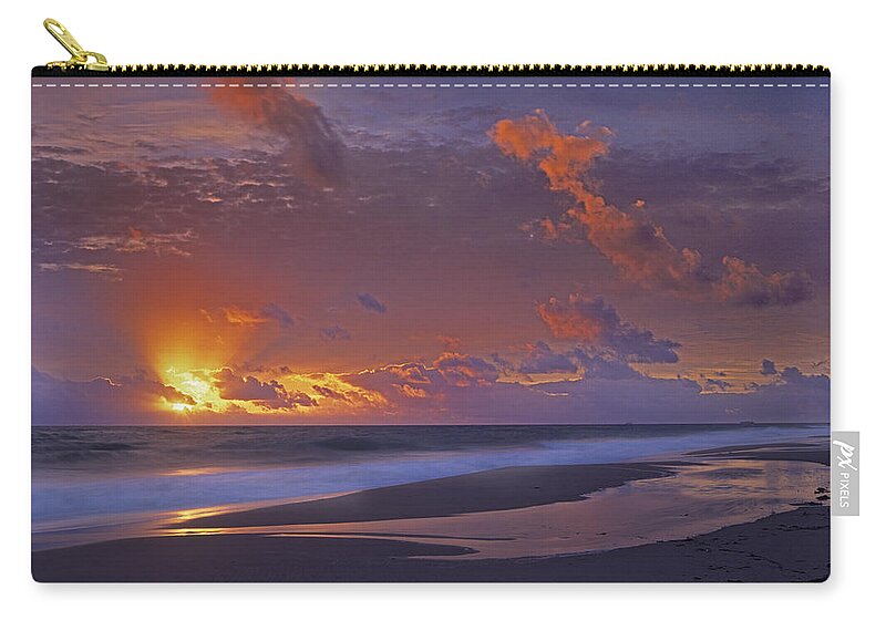 00175852 Zip Pouch featuring the photograph Mcarthur Beach At Sunrise Florida by Tim Fitzharris