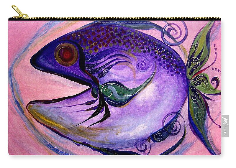 Fish Zip Pouch featuring the painting Melanie Fish One by J Vincent Scarpace