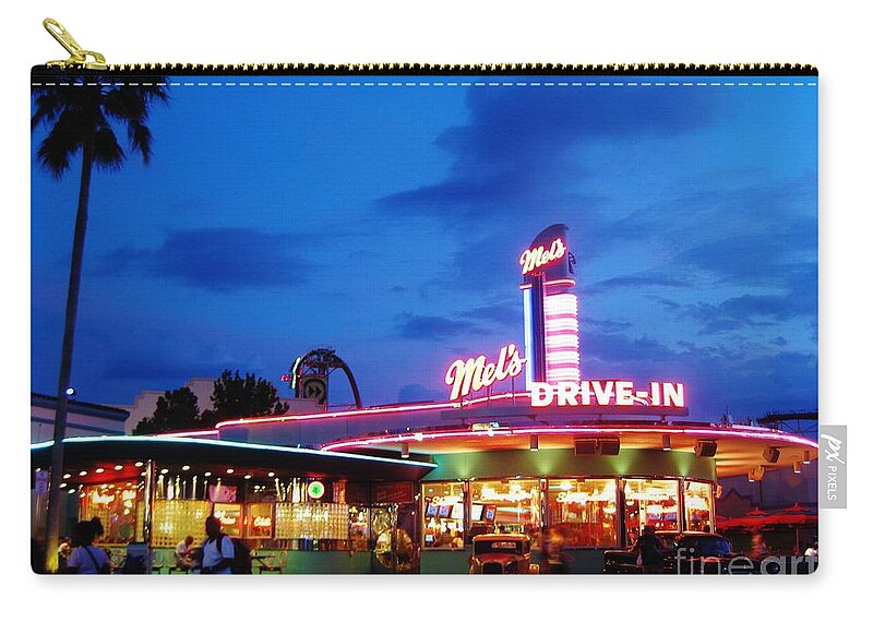 Nostalgia At The Drive Indrive-in Zip Pouch featuring the painting Nostalgia at the Drive In by John Malone