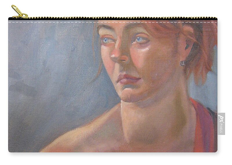Figure Art Zip Pouch featuring the painting Memories in Red by Lilibeth Andre