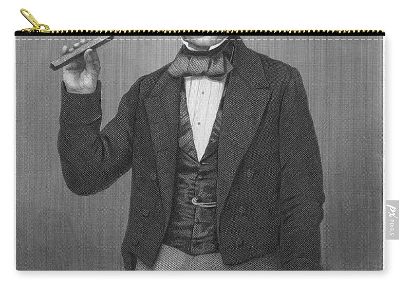 19th Century Zip Pouch featuring the photograph Michael Faraday (1791-1867) by Granger