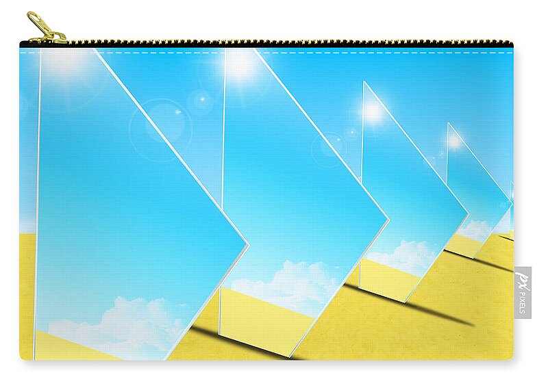 Background Zip Pouch featuring the photograph Mirrors On Sand In Blue Sky by Setsiri Silapasuwanchai